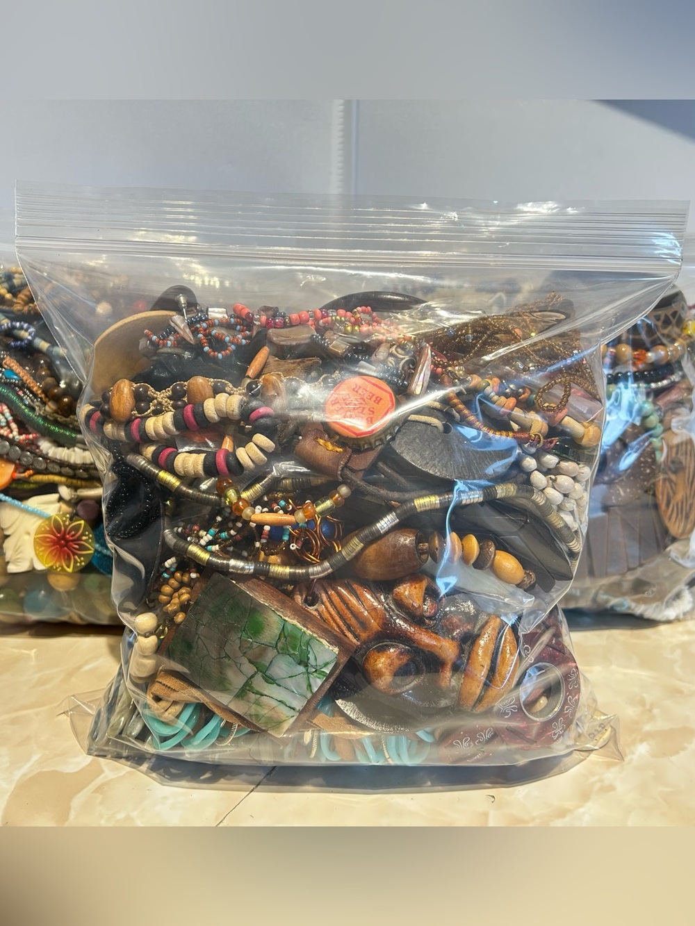 Large Collection Of Wooden , Beaded & Shell Jewelry
